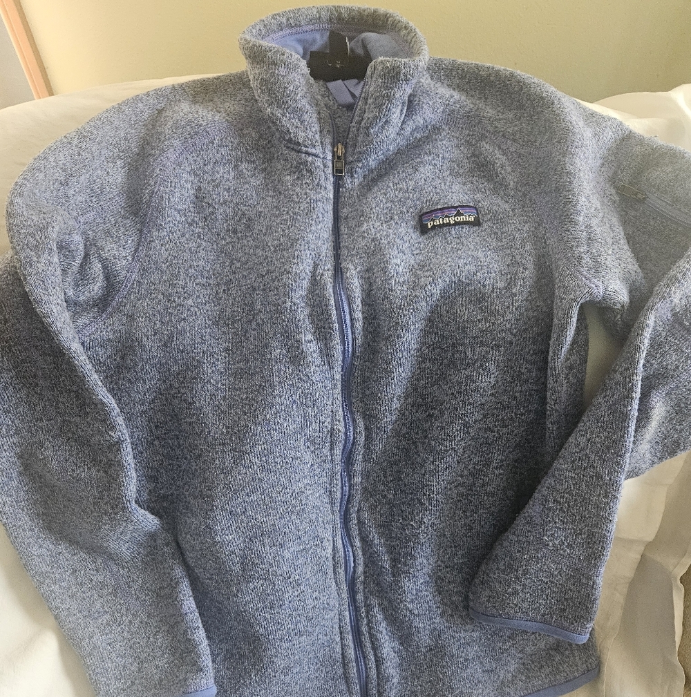 Patagonia Womens Heathered Light Blue Zip-Up Fleece Pullover - Picture 2 of 4